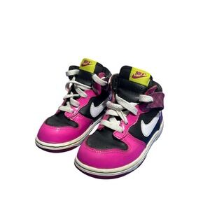 Nike Shoes Girls Size 5 Pink Black Plaid High Top Basketball Athletic Sneakers